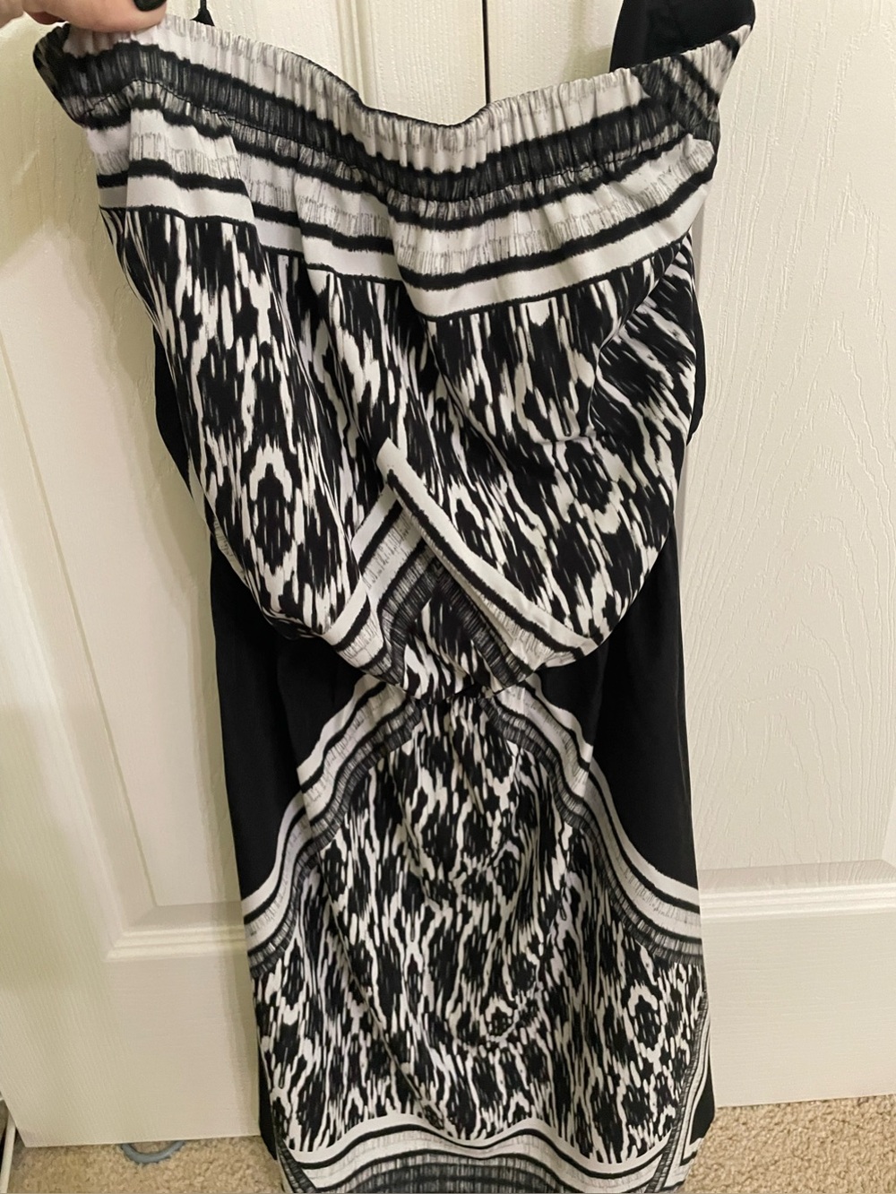 Express Black & White Strapless Patterned Dress